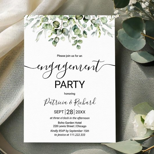 Greenery Engagement Party Kaart