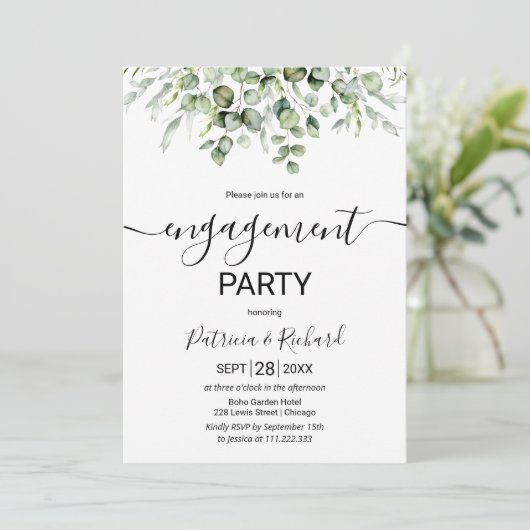 Greenery Engagement Party Kaart (Staand voorkant)