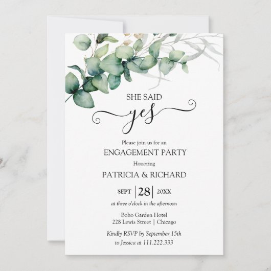 Greenery Engagement Party Kaart (Voorkant)