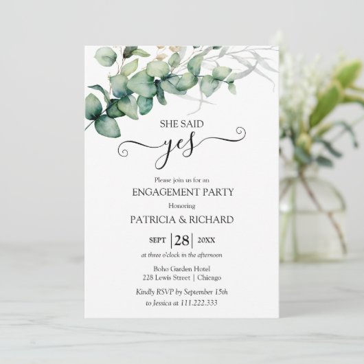 Greenery Engagement Party Kaart (Staand voorkant)