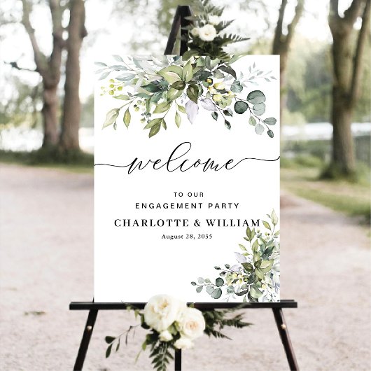Greenery Engagement Party Poster