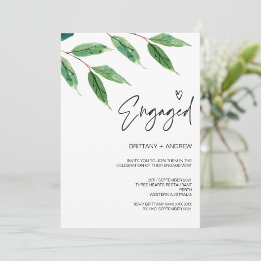 Greenery Engagement Party Tropical Kaart (Staand voorkant)