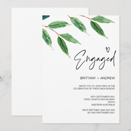 Greenery Engagement Party Tropical Kaart (Voorkant / Achterkant)