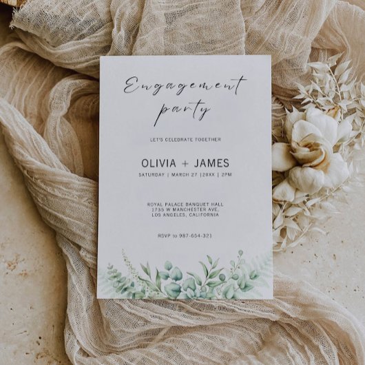 Greenery Engagement Party Wedding Invitation Kaart