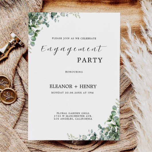 Greenery Engagement Party Wedding Invitation Kaart