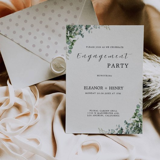 Greenery Engagement Party Wedding Invitation Kaart