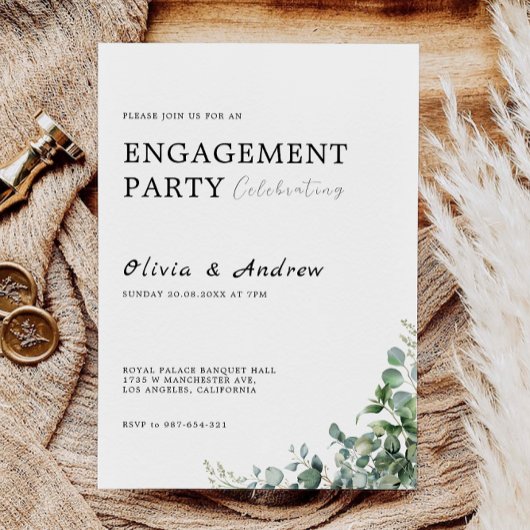 Greenery Engagement Party Wedding Invitation Kaart