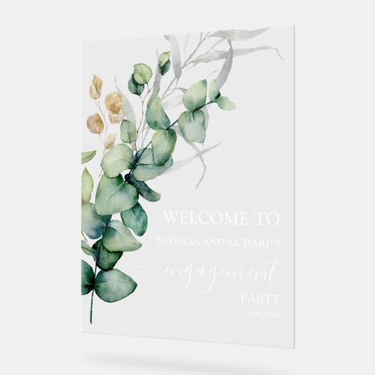 Greenery Engagement Party Welkom Acryl Bord (Hoek)
