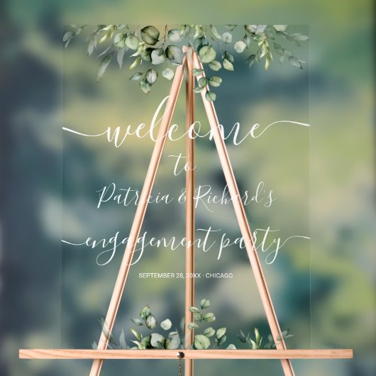 Greenery Engagement Party Welkom Acryl Bord (Neutraal)