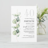 Greenery Eucalyptus 40th Birthday Party Kaart (Staand voorkant)