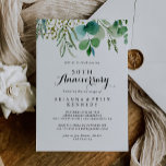 Greenery Eucalyptus 50th Wedding Jubileum Kaart<br><div class="desc">Deze groene eucalyptus 50ste trouwdag-uitnodiging is perfect voor een eenvoudige huwelijksfeestdag. Het ontwerp is voorzien van handbeschilderde artistieke,  mooie eucalyptusgroene bladeren,  die zijn samengevoegd tot mooie bouquets om uw evenement te belichamen. Verander het aantal om een verjaardagsmijlpaal te vieren.</div>
