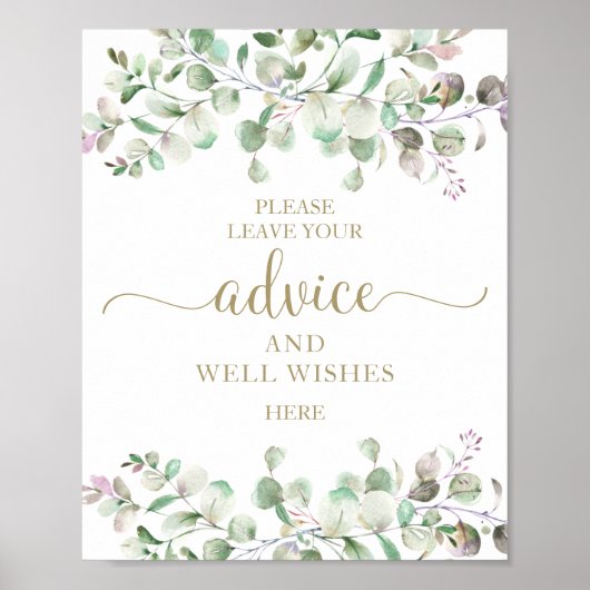 Greenery Eucalyptus Advice and well wil Sign Poster (Voorkant)