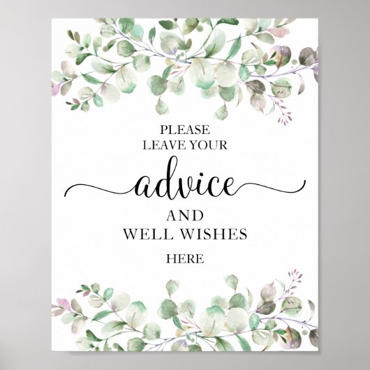 Greenery Eucalyptus Advice and well wil Sign Poster (Voorkant)