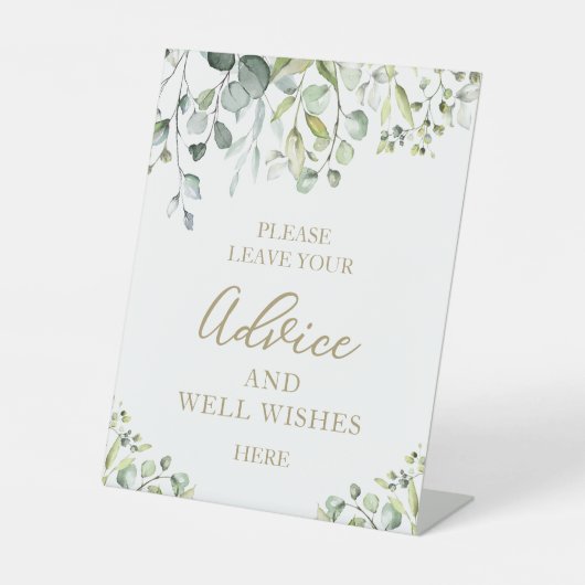 Greenery Eucalyptus Advice and well wil Sign Reclamebord Met Voetstuk (Voorkant)