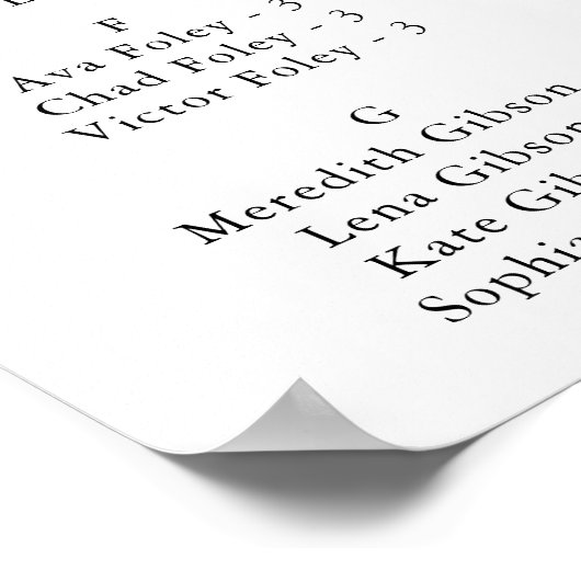 Greenery Eucalyptus Alfabetical Seat Chart Poster (Hoek)