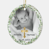 Greenery Eucalyptus Baby Baptisme Foto Keramisch Ornament (Links)