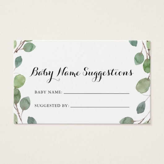 Greenery Eucalyptus Baby Name Suggestions Kaart (Voorkant)