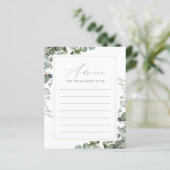 Greenery Eucalyptus Baby shower Advice Kaart (Staand voorkant)