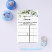 Greenery Eucalyptus Baby shower Bingo Game card Flyer (Enkel)