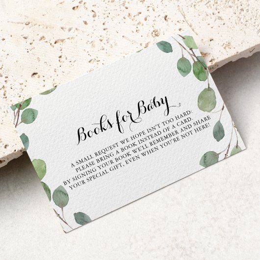 Greenery Eucalyptus Baby shower Book Request Informatiekaartje
