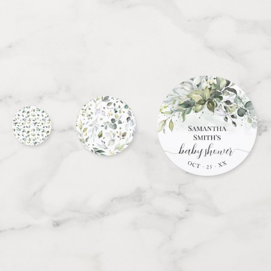 Greenery Eucalyptus Baby shower Confetti (Achterkanten)