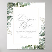 Greenery Eucalyptus Baby shower Diaper Raffle Poster (Voorkant)
