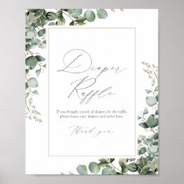 Greenery Eucalyptus Baby shower Diaper Raffle Poster