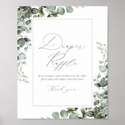 Greenery Eucalyptus Baby shower Diaper Raffle Poster (Voorkant)