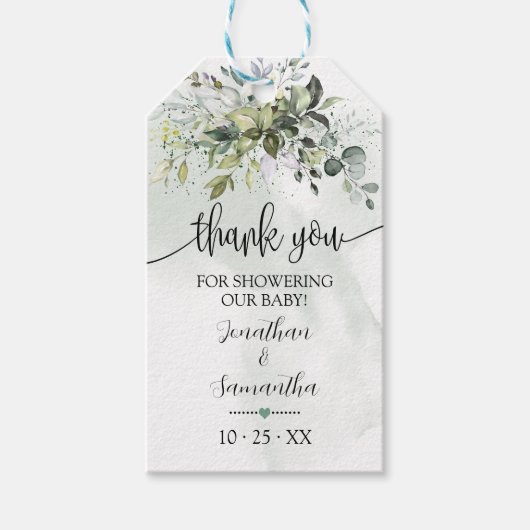 Greenery Eucalyptus Baby shower Favor Tag Cadeaulabel (Voorkant)