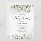 Greenery eucalyptus baby shower Invitation Kaart (Voorkant)