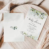 Greenery eucalyptus baby shower Invitation Kaart