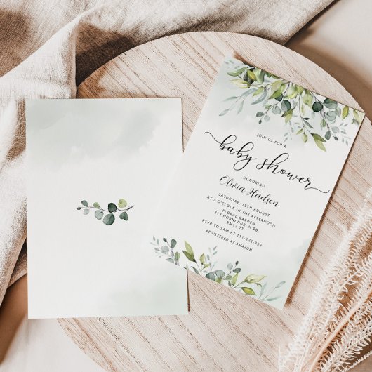 Greenery eucalyptus baby shower Invitation Kaart