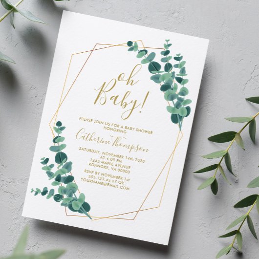 Greenery Eucalyptus Baby shower Kaart