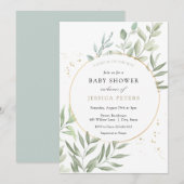 Greenery Eucalyptus Baby shower Kaart (Voorkant / Achterkant)