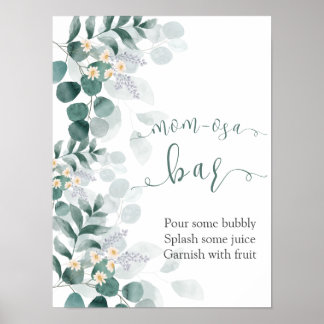 Greenery eucalyptus baby shower momosa bar poster