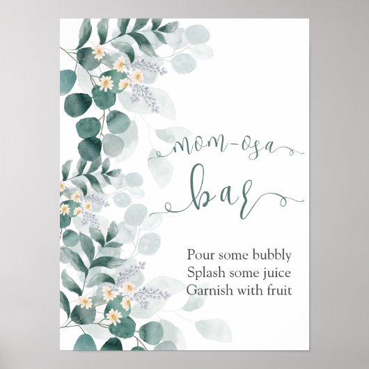 Greenery eucalyptus baby shower momosa bar poster (Voorkant)