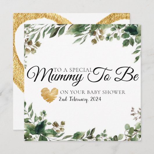 Greenery Eucalyptus Baby shower Mummy to be card Bedankkaart (Voorkant / Achterkant)