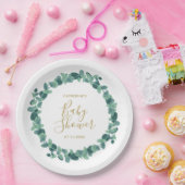 Greenery Eucalyptus Baby shower Papieren Bordje (Feest)