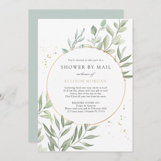 Greenery Eucalyptus Baby shower per post Kaart (Voorkant / Achterkant)