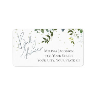 Greenery Eucalyptus Baby shower Return Address Etiket