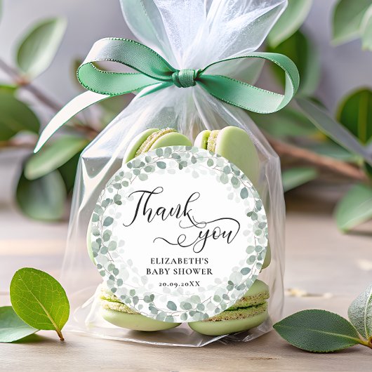Greenery Eucalyptus Baby shower Ronde Sticker