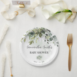 Greenery Eucalyptus Baby shower Round Papieren Bordje