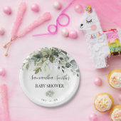 Greenery Eucalyptus Baby shower Round Papieren Bordje (Feest)