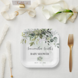 Greenery Eucalyptus Baby shower Square Papieren Bordje