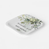 Greenery Eucalyptus Baby shower Square Papieren Bordje (Gebogen)