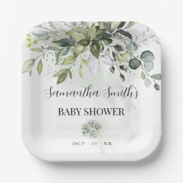 Greenery Eucalyptus Baby shower Square Papieren Bordje