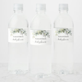 Greenery Eucalyptus Baby shower Waterfles Etiket