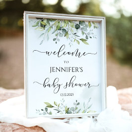 Greenery eucalyptus Baby shower welkom Poster