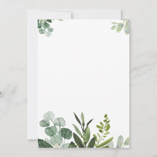 Greenery Eucalyptus Baptisme Invitaties Kaart (Achterkant)
