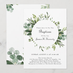 Greenery Eucalyptus Baptisme Invitaties Kaart